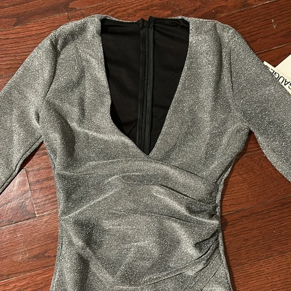 GAUGE81 Naha Metallic Dress Silver Nordstrom Mini Sexy $750 Nordstrom NWT